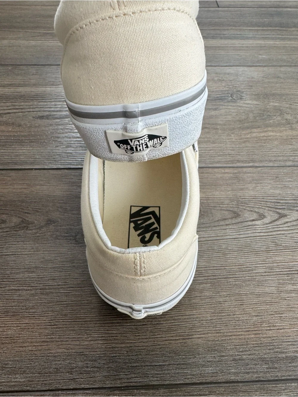 Vans Slip-On Canvas Sneakers in Cream